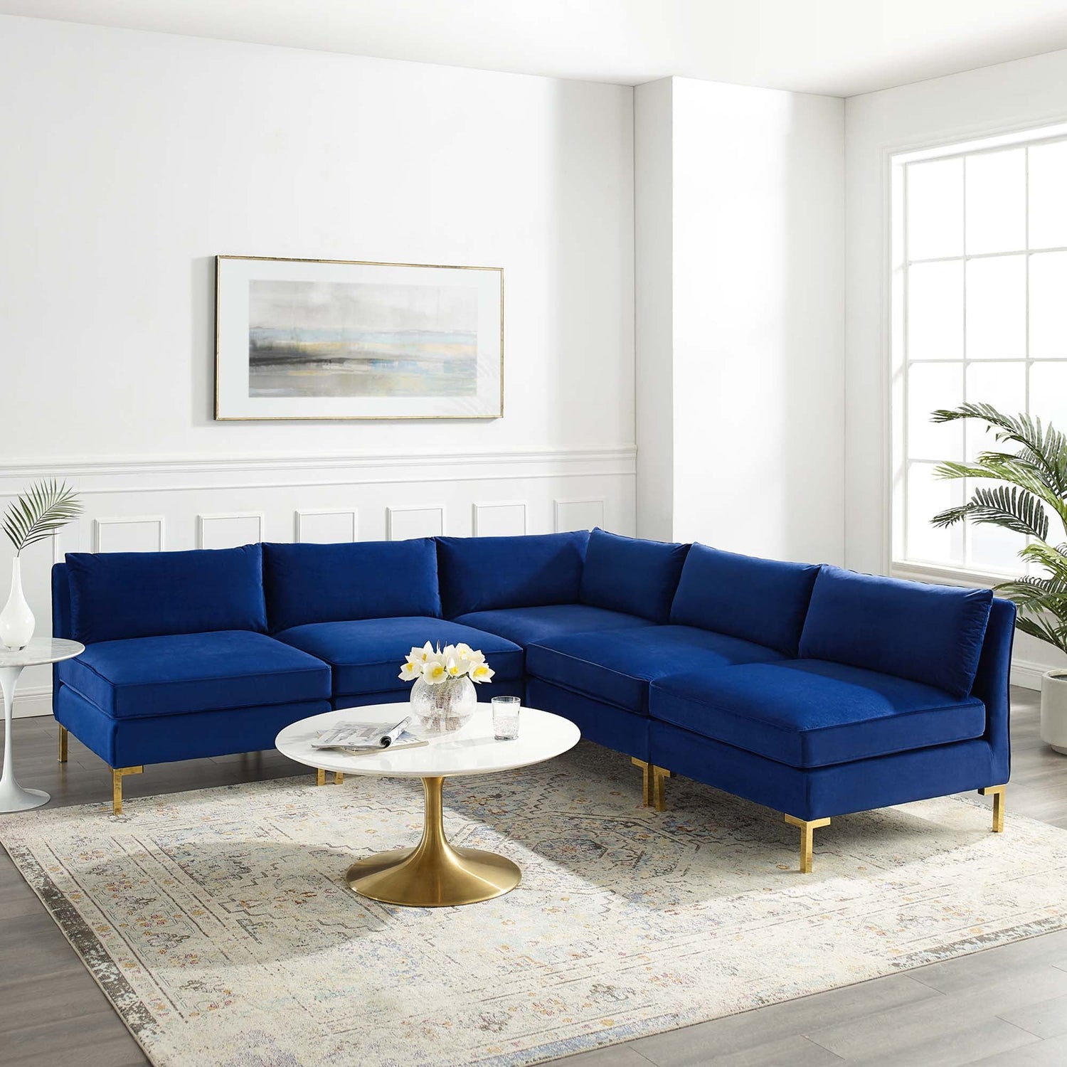Ardent 5-Piece Performance Velvet Sectional Sofa by Modway
