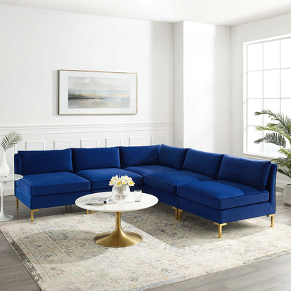 Ardent 5-Piece Performance Velvet Sectional Sofa by Modway