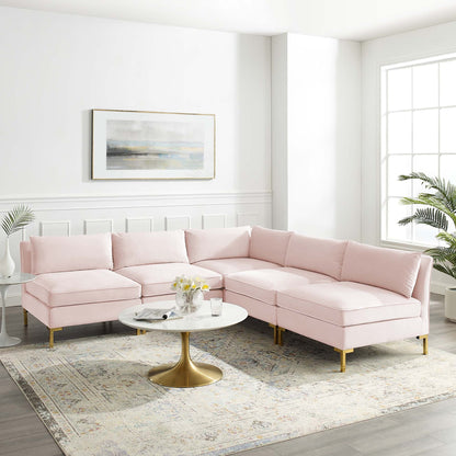 Ardent 5-Piece Performance Velvet Sectional Sofa by Modway
