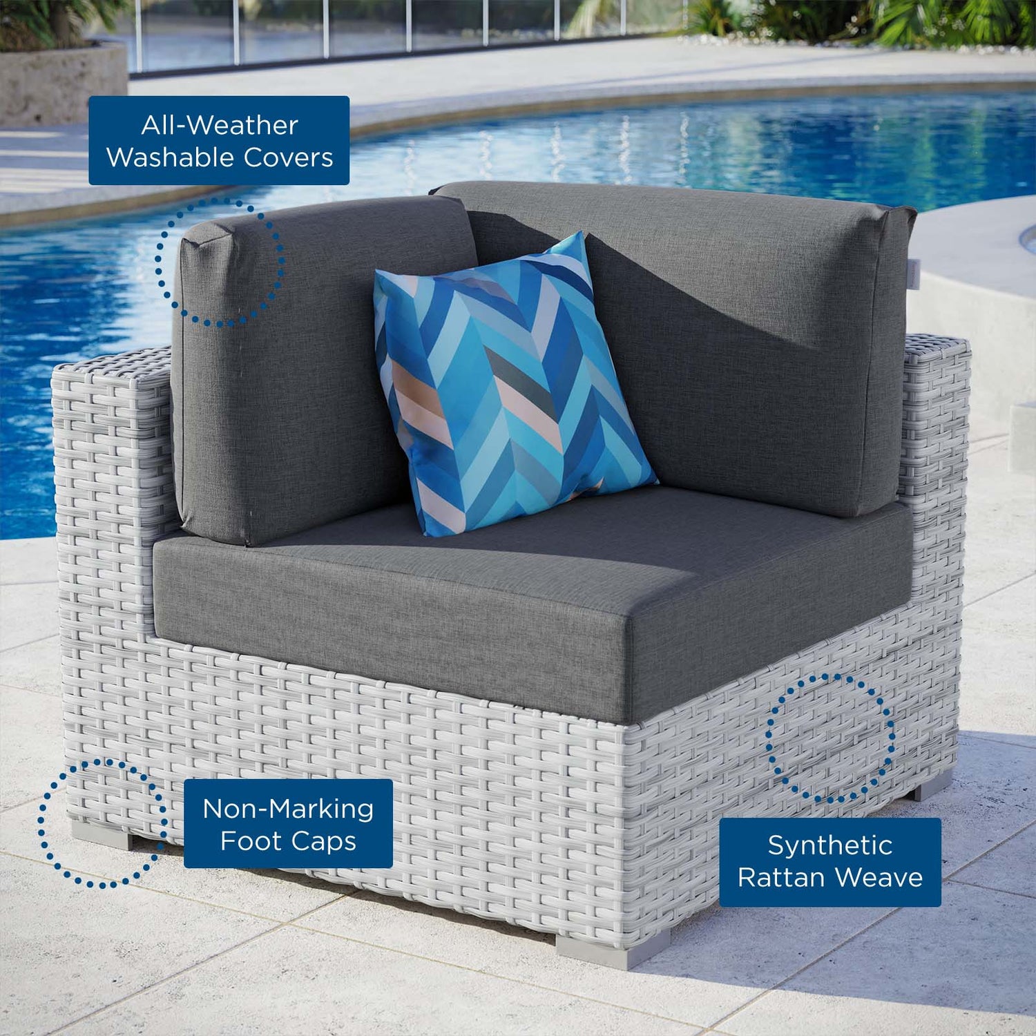 Convene Outdoor Patio Corner Chair By HouseBean