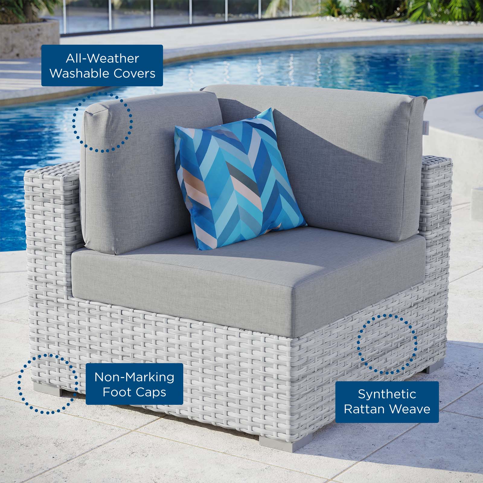 Convene Outdoor Patio Corner Chair By HouseBean