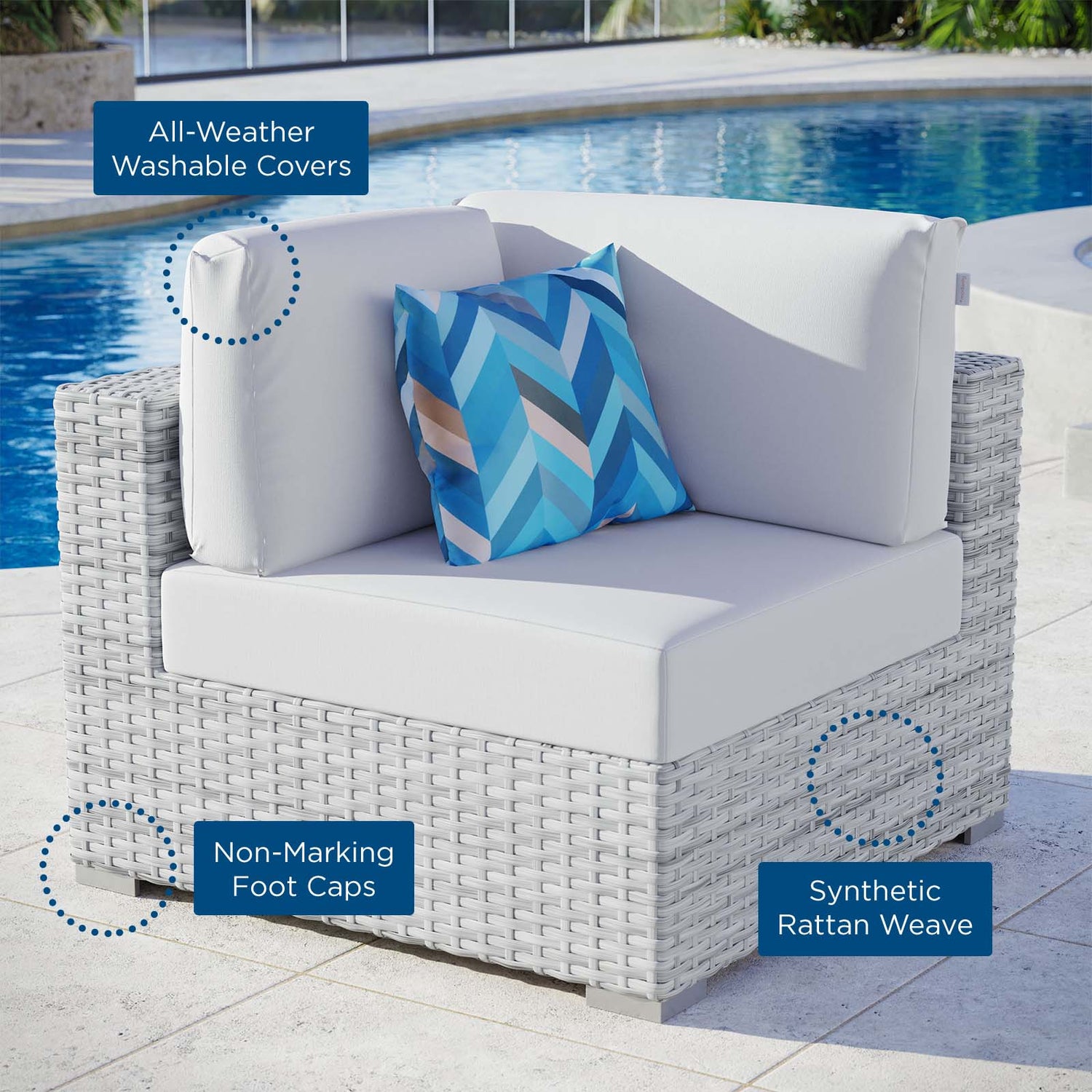 Convene Outdoor Patio Corner Chair By HouseBean