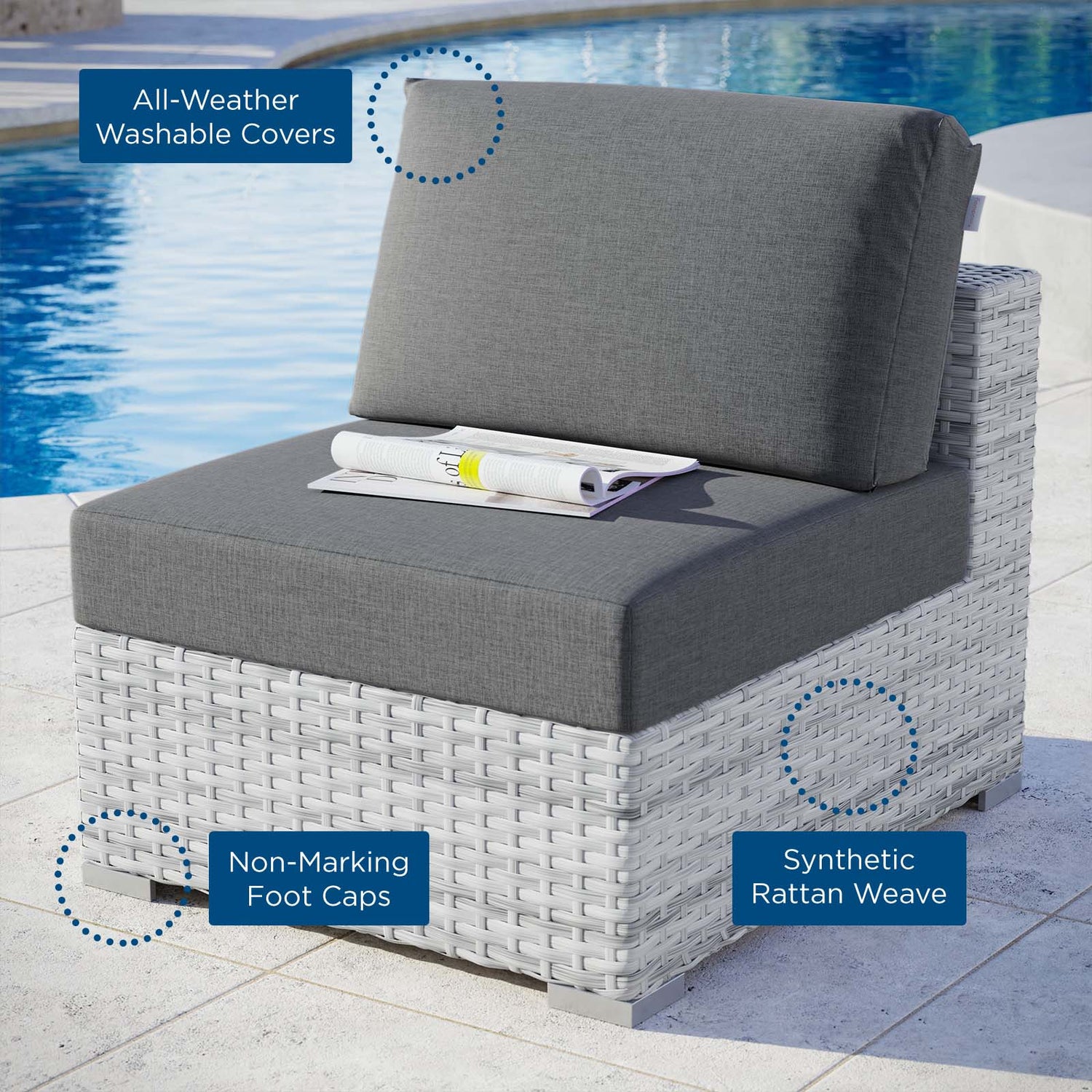 Convene Outdoor Patio Armless Chair By HouseBean