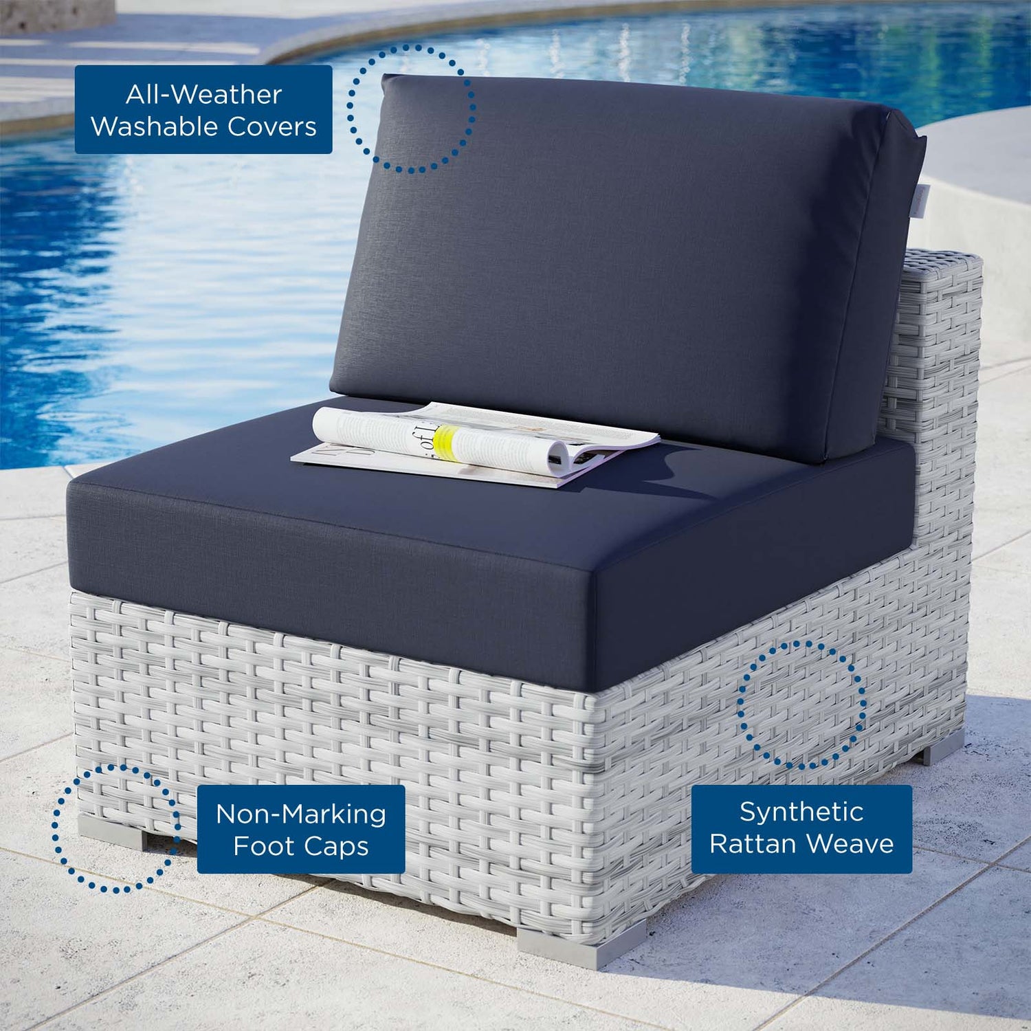 Convene Outdoor Patio Armless Chair By HouseBean