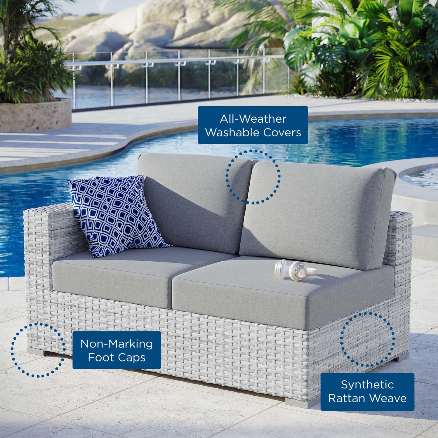 Convene Outdoor Patio Left-Arm Loveseat by Modway