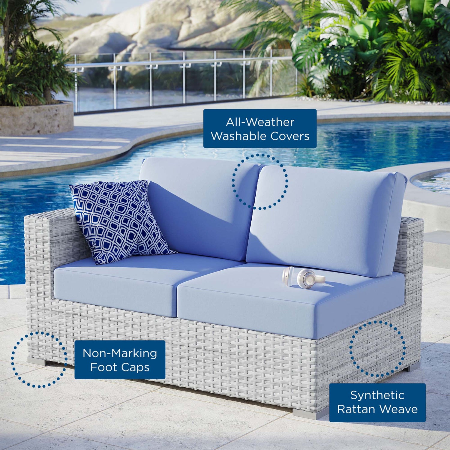 Convene Outdoor Patio Left-Arm Loveseat by Modway