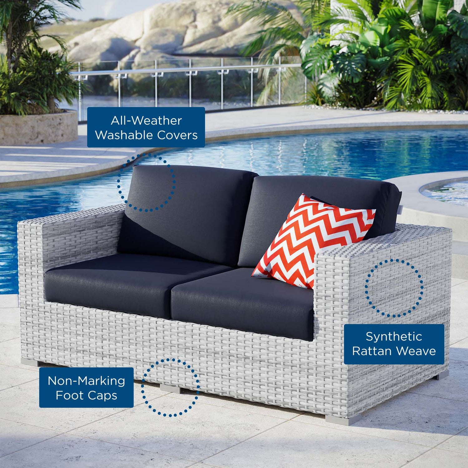 Convene Outdoor Patio Loveseat By HouseBean