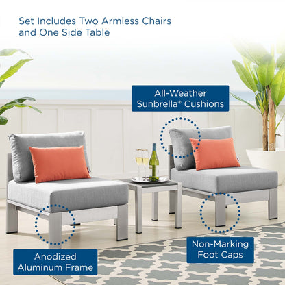 Shore Sunbrella¬Æ Fabric Outdoor Patio Aluminum 3 Piece Set by Modway