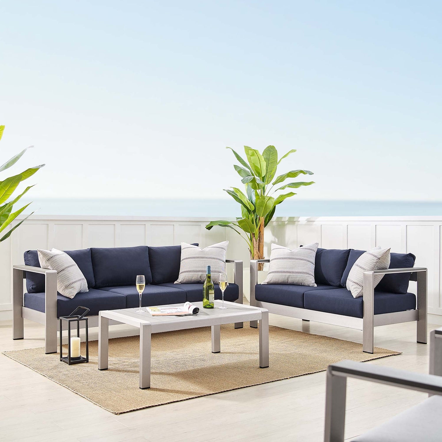 Shore Sunbrella¬Æ Fabric Outdoor Patio Aluminum 3 Piece Set by Modway