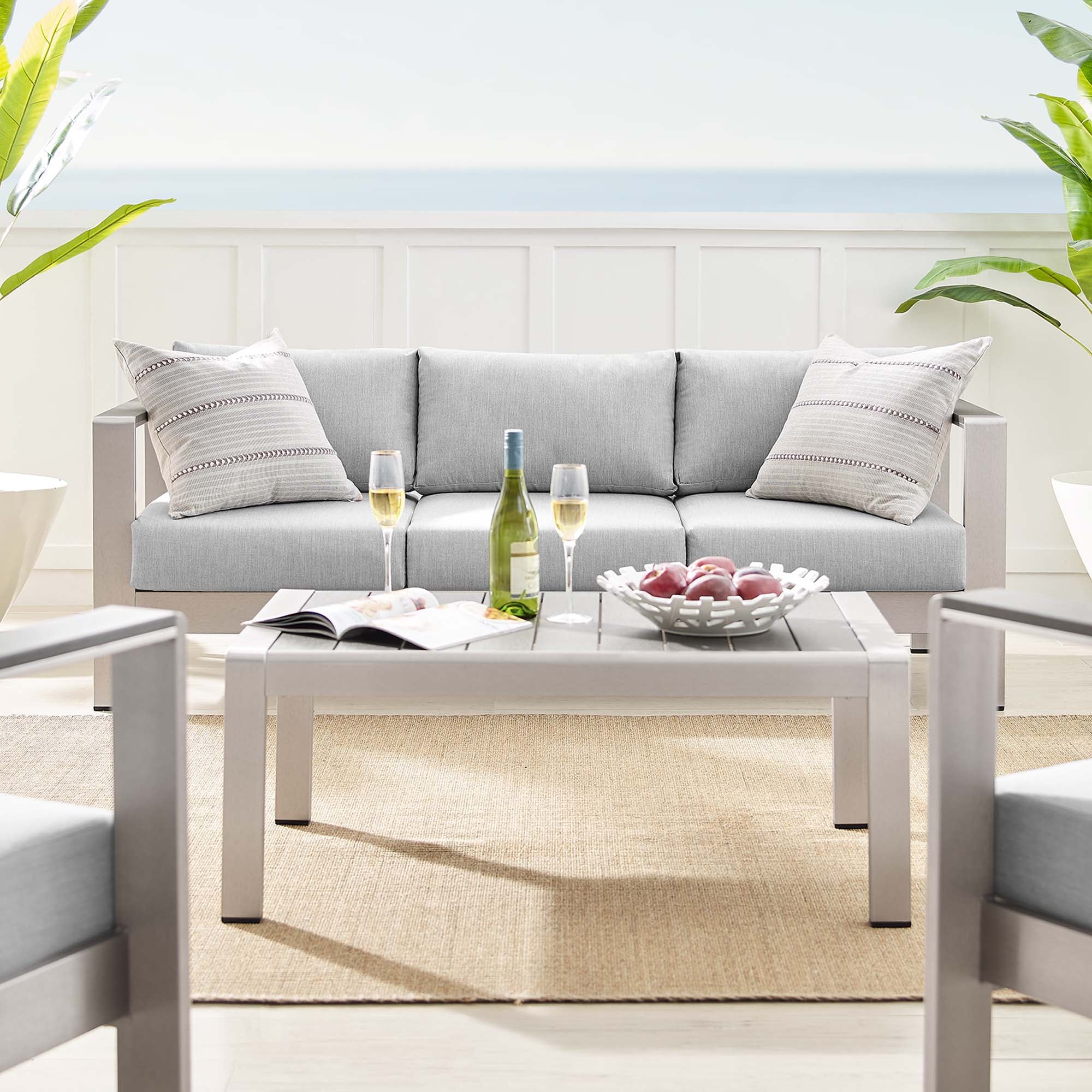 Shore Sunbrella¬Æ Fabric Outdoor Patio Aluminum 4 Piece Set by Modway