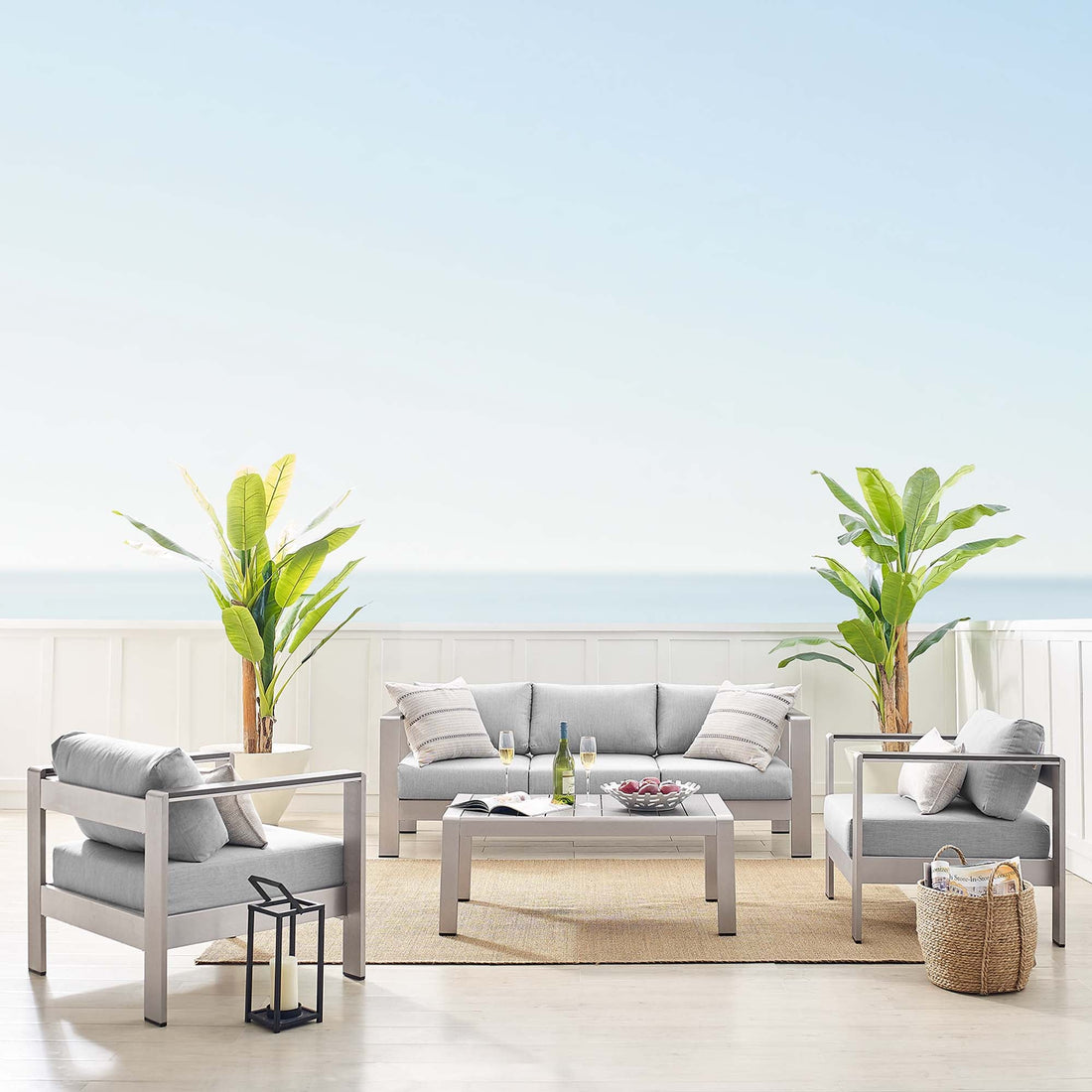 Shore Sunbrella¬Æ Fabric Outdoor Patio Aluminum 4 Piece Set by Modway
