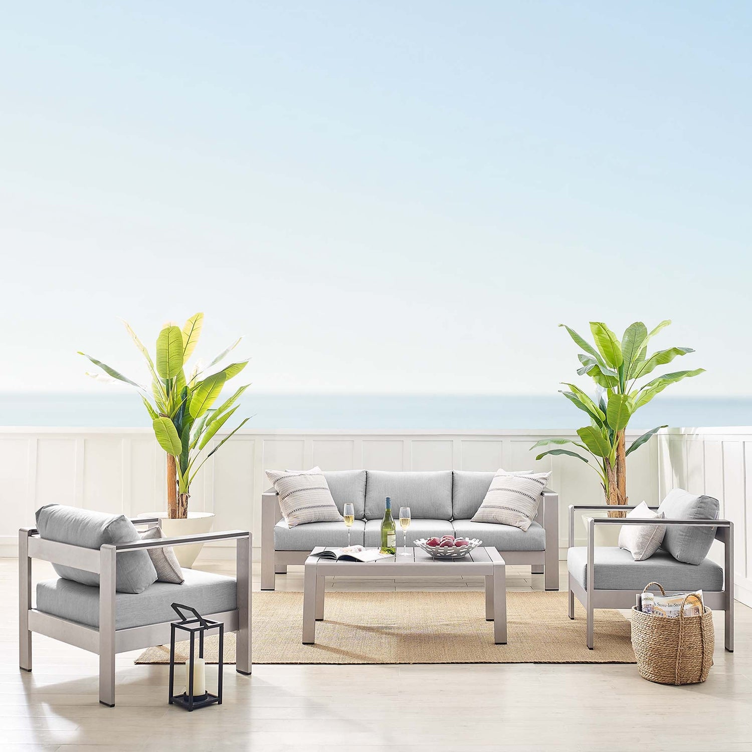 Shore Sunbrella¬Æ Fabric Outdoor Patio Aluminum 4 Piece Set by Modway