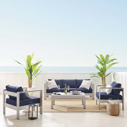 Shore Sunbrella¬Æ Fabric Outdoor Patio Aluminum 4 Piece Set by Modway