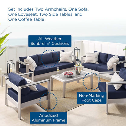 Shore Sunbrella¬Æ Fabric Outdoor Patio Aluminum 7 Piece Set by Modway