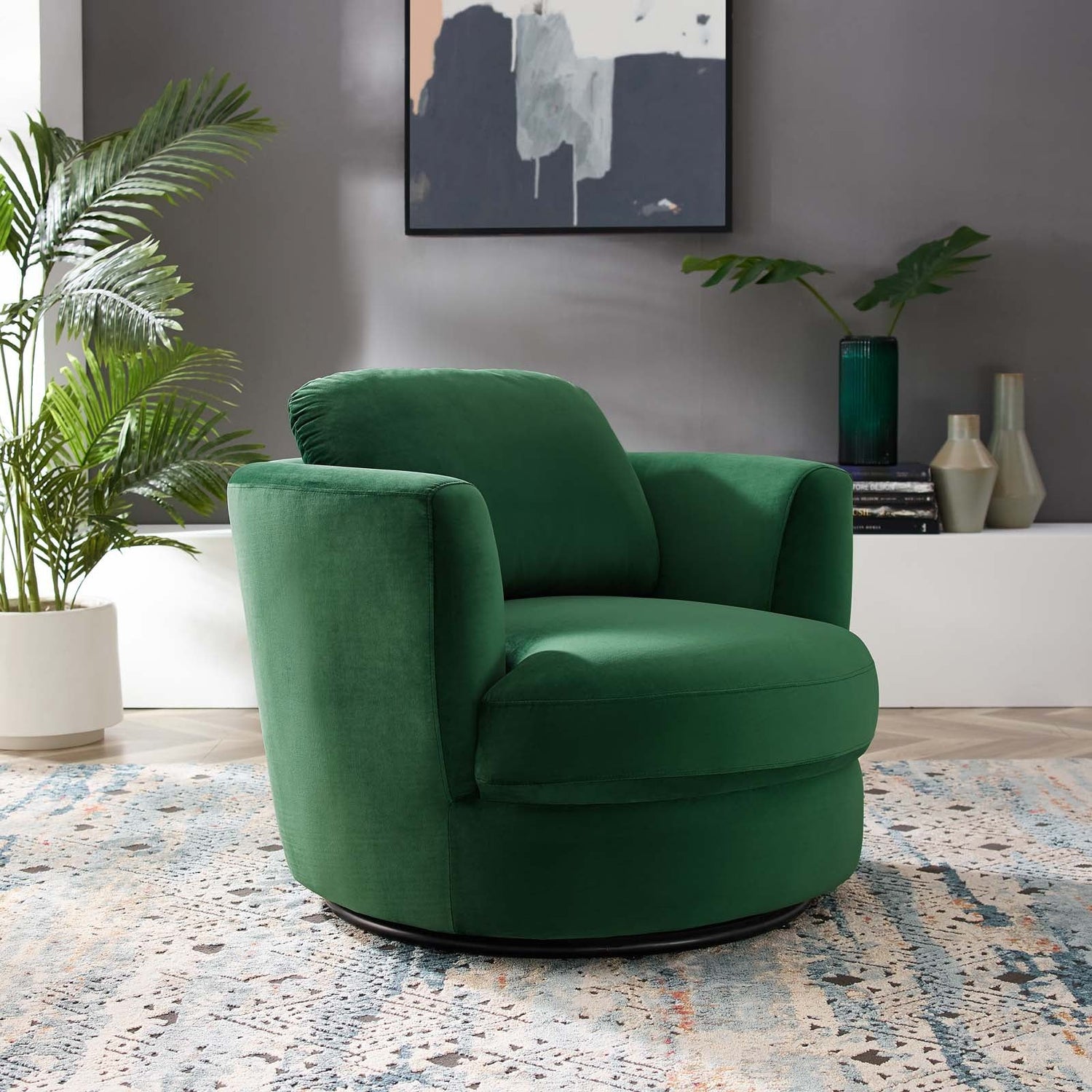 Pirouette Performance Velvet Swivel Armchair By HouseBean