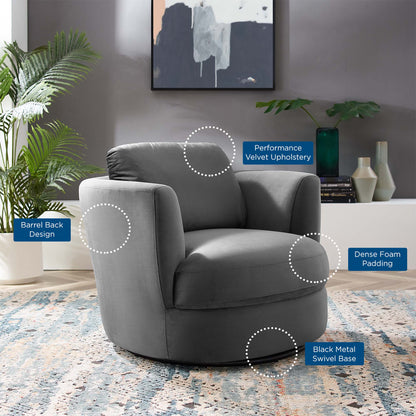 Pirouette Performance Velvet Swivel Armchair by Modway