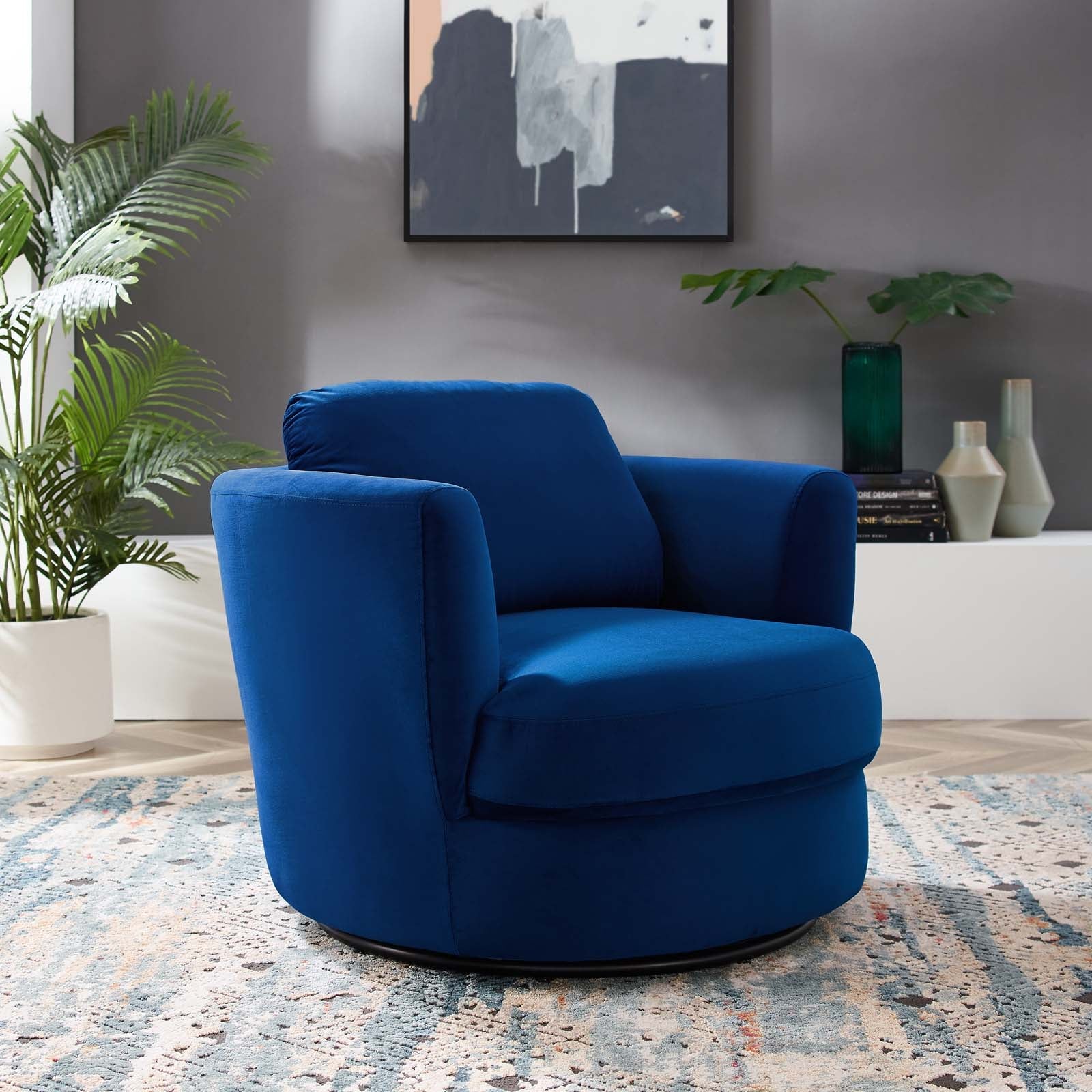 Pirouette Performance Velvet Swivel Armchair By HouseBean