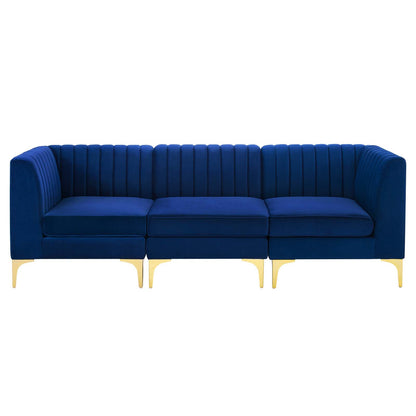 Triumph Channel Tufted Performance Velvet 	3-Seater Sofa By HouseBean