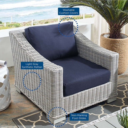 Conway Sunbrella¬¨√Ü Outdoor Patio Wicker Rattan 2-Piece Armchair and Ottoman Set By HouseBean