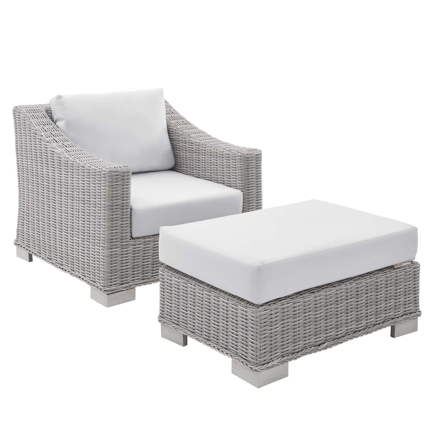 Conway Sunbrella¬¨√Ü Outdoor Patio Wicker Rattan 2-Piece Armchair and Ottoman Set By HouseBean