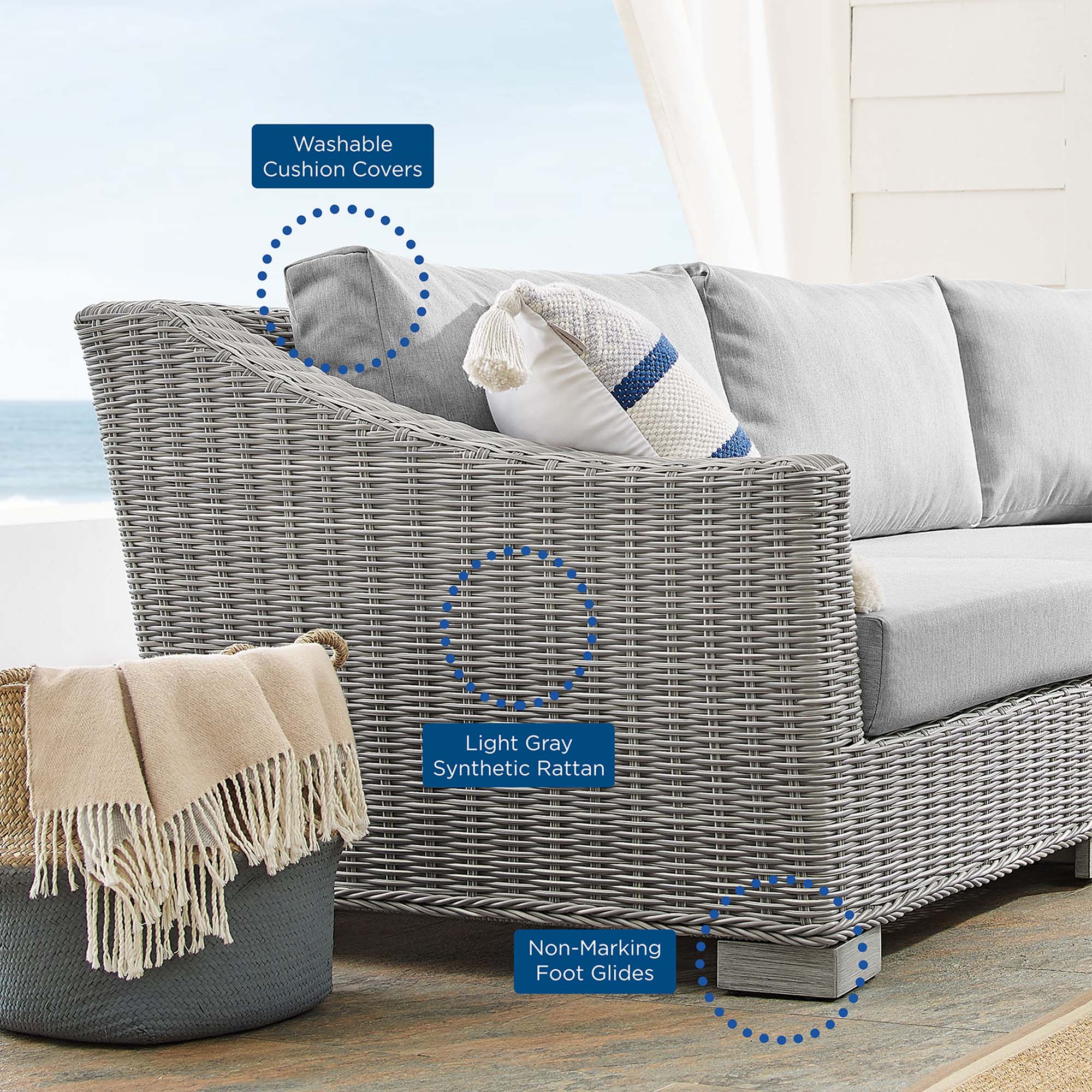 Conway Sunbrella¬Æ Outdoor Patio Wicker Rattan 4-Piece Furniture Set by Modway