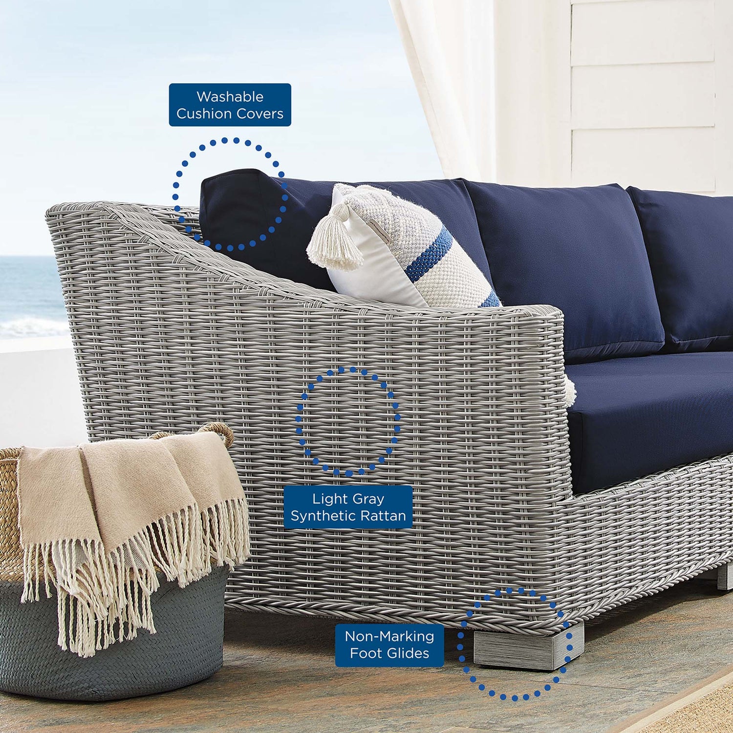 Conway Sunbrella¬Æ Outdoor Patio Wicker Rattan 4-Piece Furniture Set by Modway