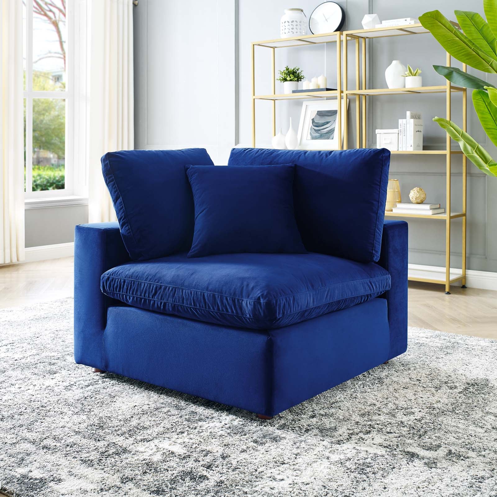 Commix Down Filled Overstuffed Performance Velvet Corner Chair By HouseBean