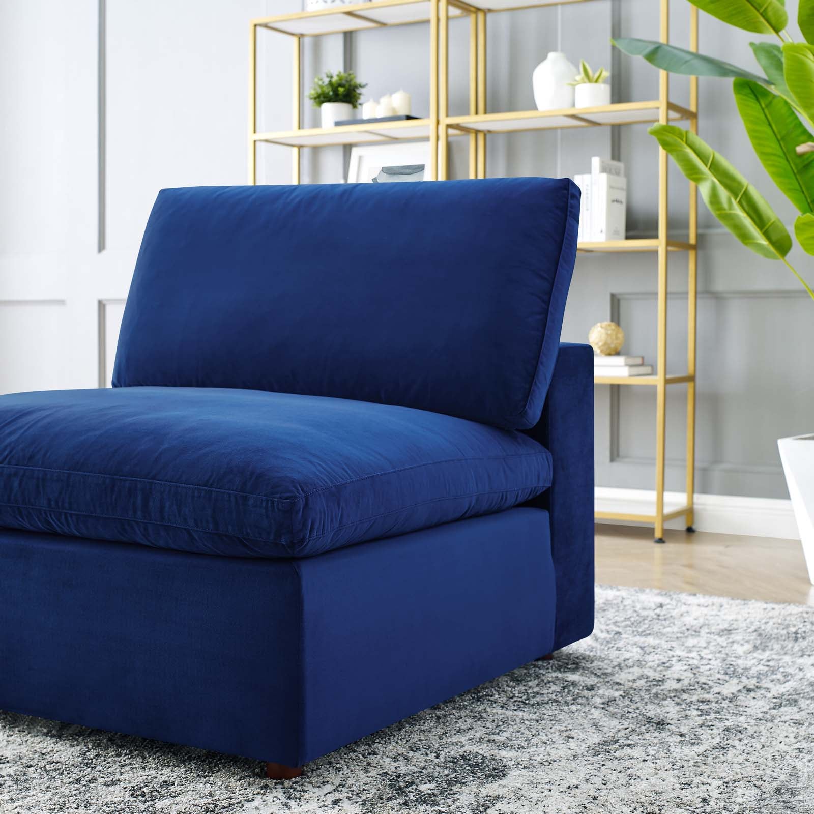 Commix Down Filled Overstuffed Performance Velvet Armless Chair By HouseBean