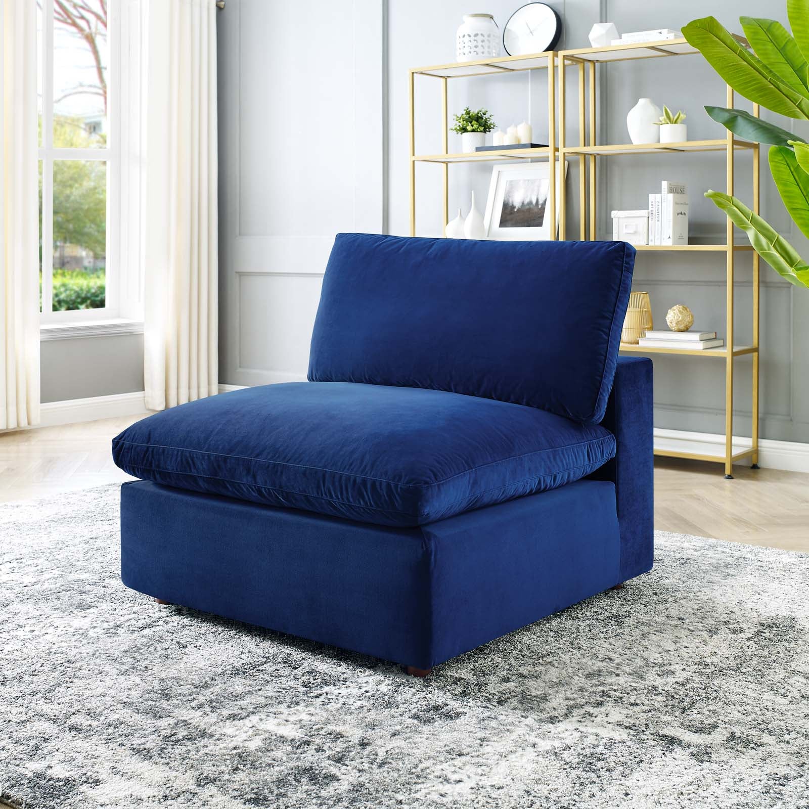 Commix Down Filled Overstuffed Performance Velvet Armless Chair By HouseBean