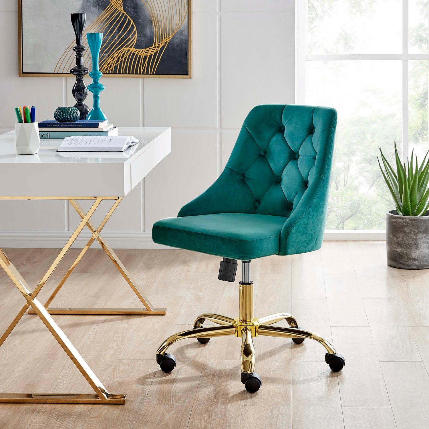 Distinct Tufted Swivel Performance Velvet Office Chair by Modway