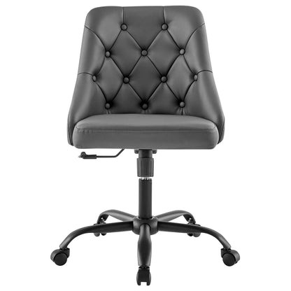 Distinct Tufted Swivel Vegan Leather Office Chair By HouseBean