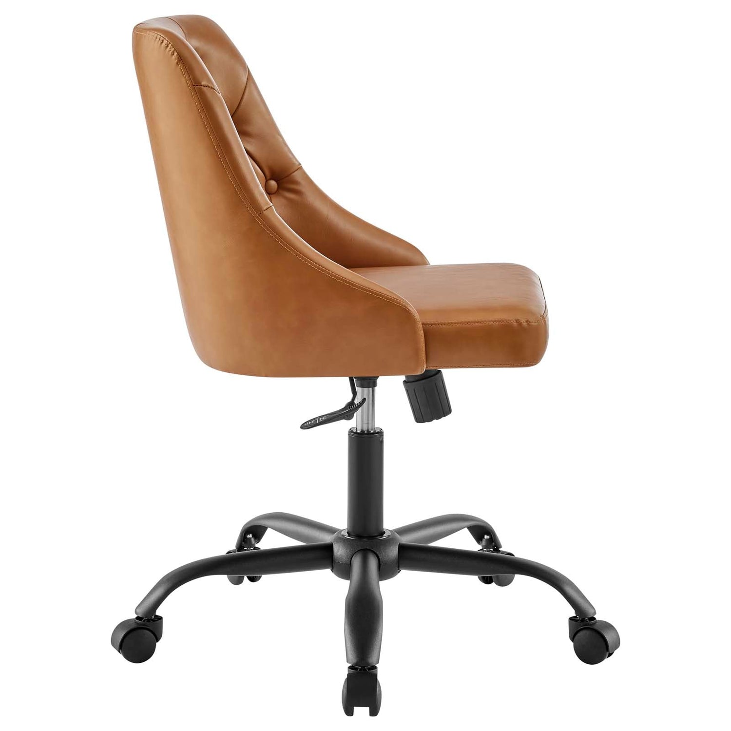 Distinct Tufted Swivel Vegan Leather Office Chair By HouseBean