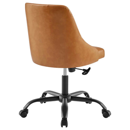 Distinct Tufted Swivel Vegan Leather Office Chair By HouseBean