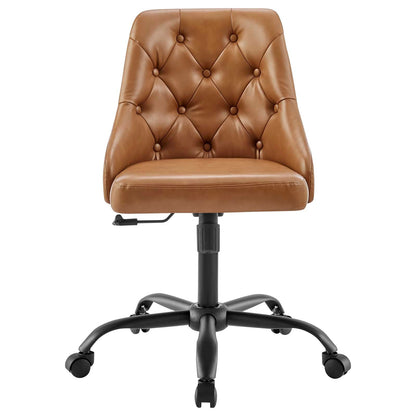 Distinct Tufted Swivel Vegan Leather Office Chair By HouseBean