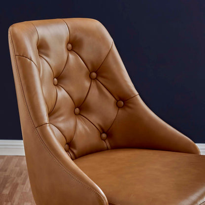 Distinct Tufted Swivel Vegan Leather Office Chair By HouseBean