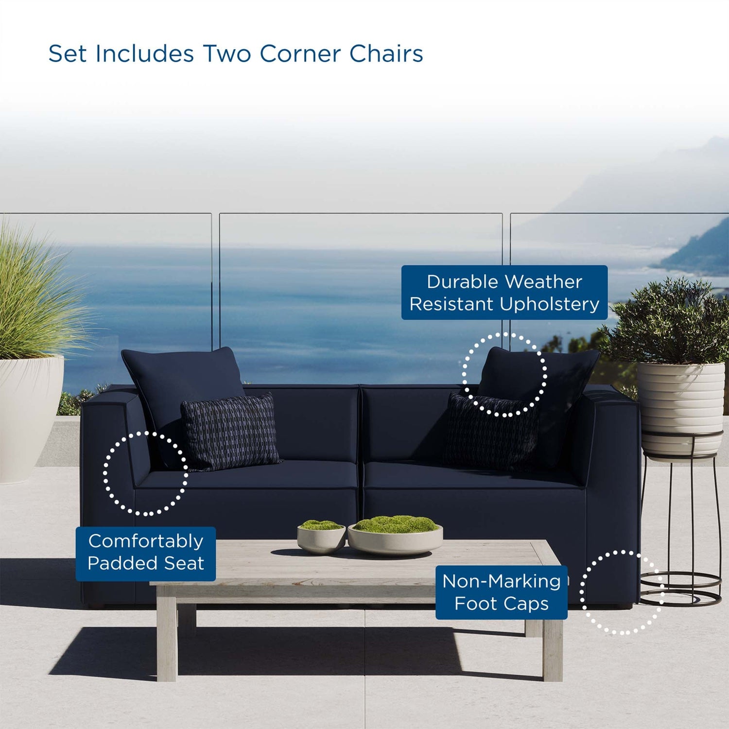 Saybrook Outdoor Patio Upholstered 2-Piece Sectional Sofa Loveseat by Modway