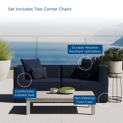 Saybrook Outdoor Patio Upholstered 2-Piece Sectional Sofa Loveseat by Modway