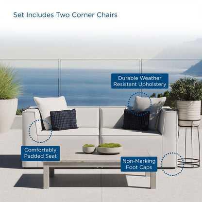 Saybrook Outdoor Patio Upholstered 2-Piece Sectional Sofa Loveseat By HouseBean