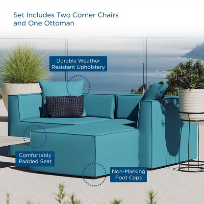 Saybrook Outdoor Patio Upholstered Loveseat and Ottoman Set By HouseBean