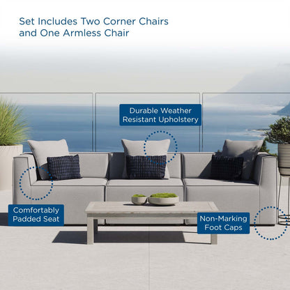 Saybrook Outdoor Patio Upholstered 3-Piece Sectional Sofa By HouseBean