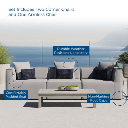 Saybrook Outdoor Patio Upholstered 3-Piece Sectional Sofa by Modway