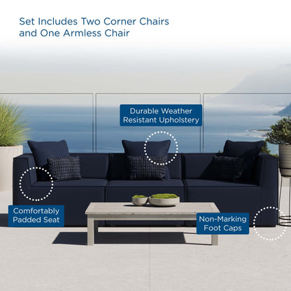 Saybrook Outdoor Patio Upholstered 3-Piece Sectional Sofa by Modway