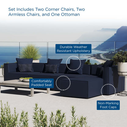 Saybrook Outdoor Patio Upholstered 5-Piece Sectional Sofa by Modway