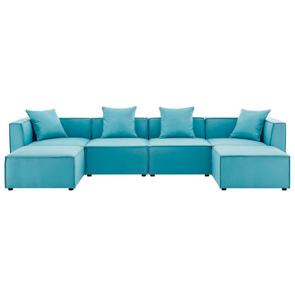 Saybrook Outdoor Patio Upholstered 6-Piece Sectional Sofa By HouseBean