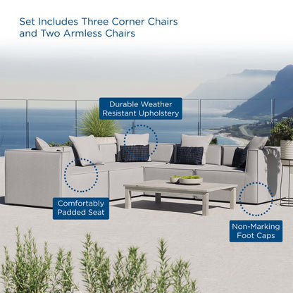 Saybrook Outdoor Patio Upholstered 5-Piece Sectional Sofa by Modway