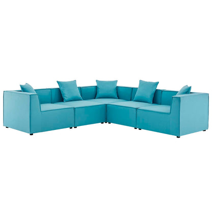 Saybrook Outdoor Patio Upholstered 5-Piece Sectional Sofa By HouseBean