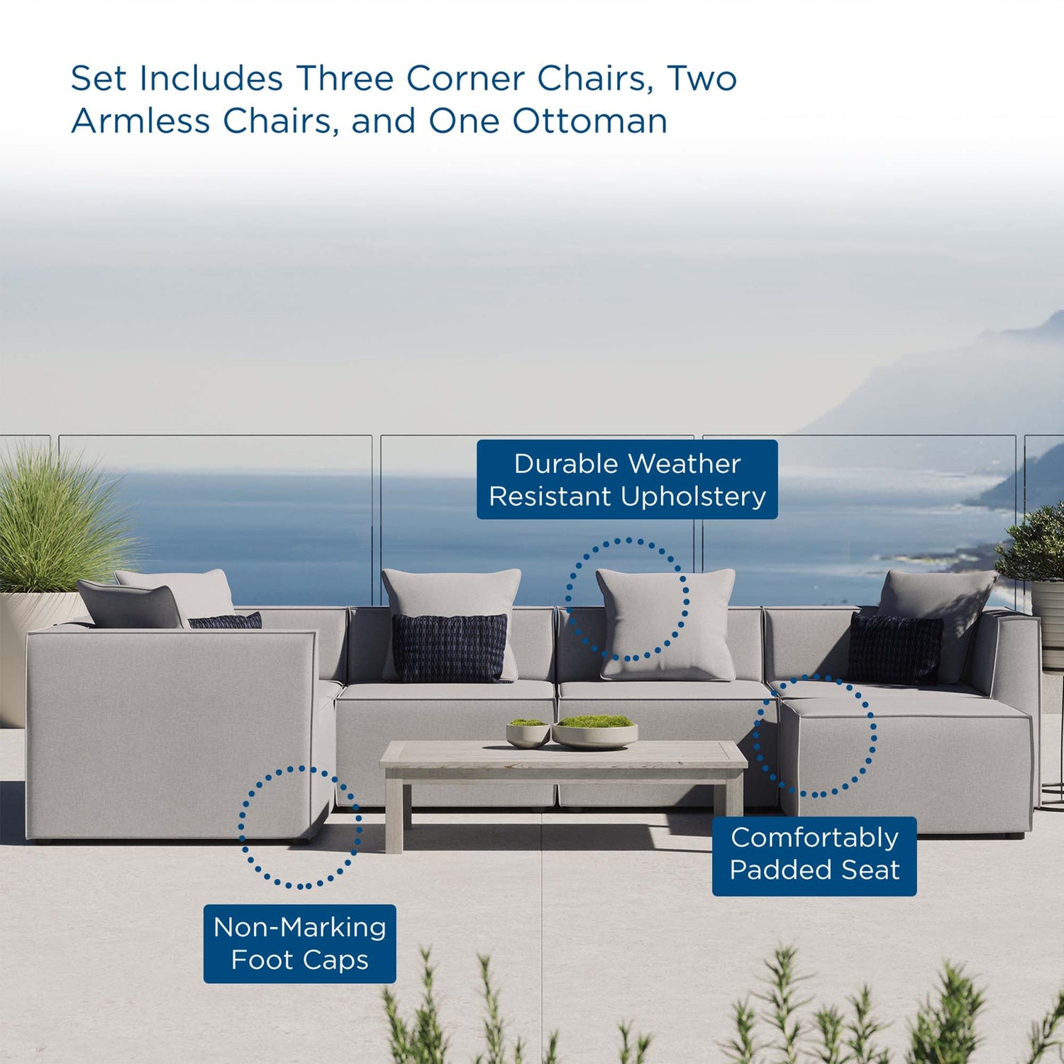 Saybrook Outdoor Patio Upholstered 6-Piece Sectional Sofa by Modway