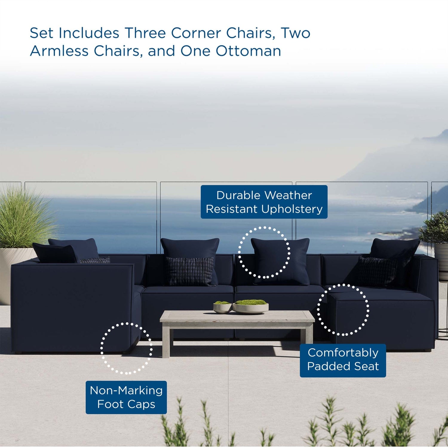 Saybrook Outdoor Patio Upholstered 6-Piece Sectional Sofa by Modway