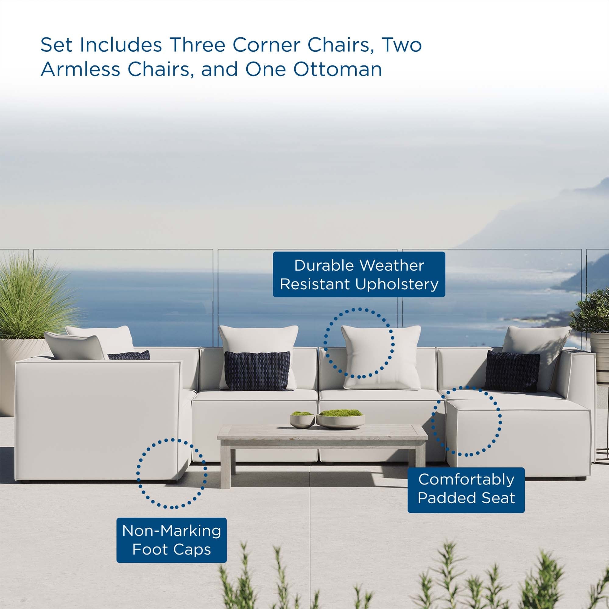 Saybrook Outdoor Patio Upholstered 6-Piece Sectional Sofa by Modway