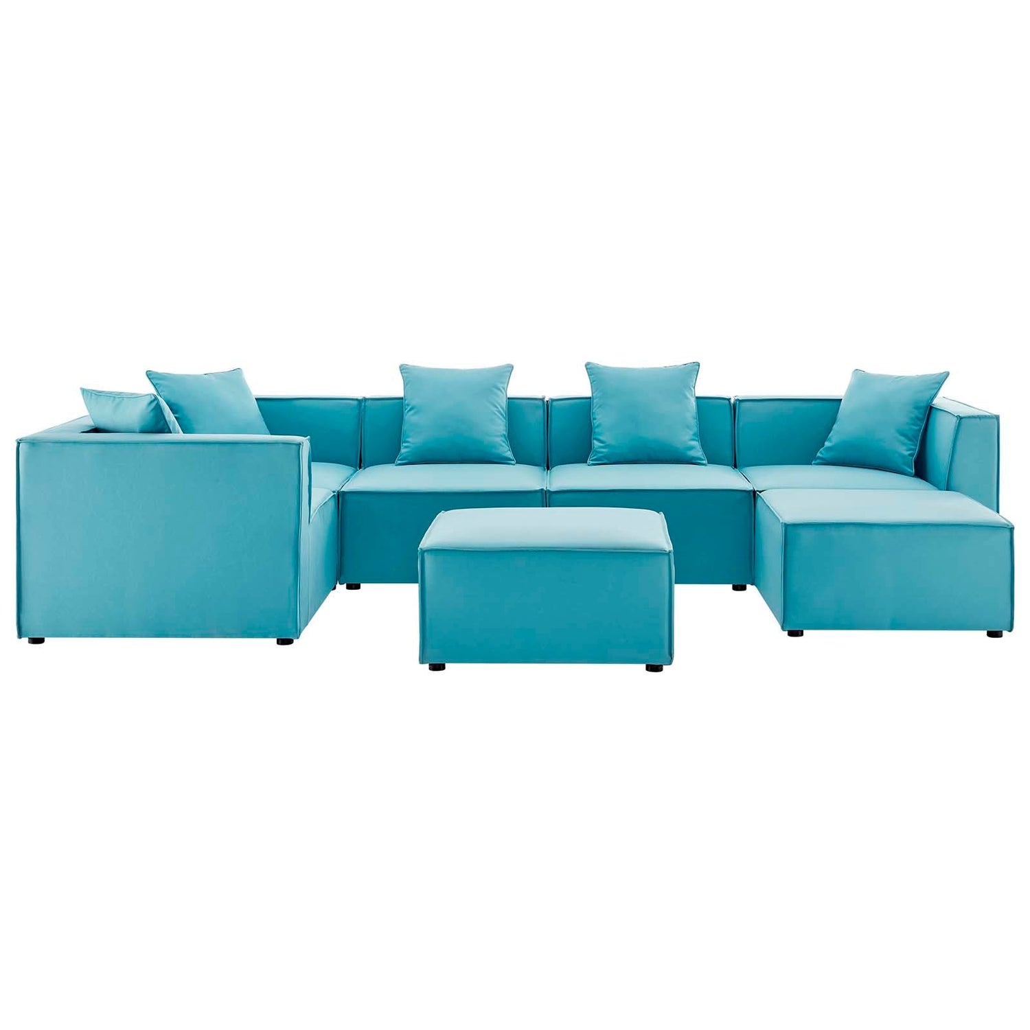 Saybrook Outdoor Patio Upholstered 7-Piece Sectional Sofa By HouseBean